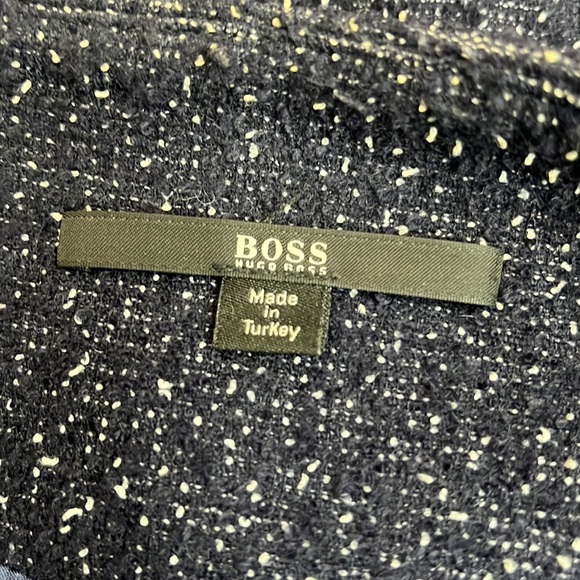 Hugo Boss Klera Tweed Wool Blue Asymmetrical Blazer Coat - Picture 5 of 9